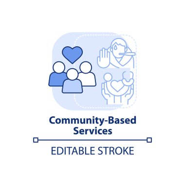 Kamu hizmetleri açık mavi konsept simgesi. Halk sağlığı. Tıbbi hizmet fikri soyut ince çizgi çizimi. İzole bir taslak çizim. Düzenlenebilir felç. Arial, Myriad Pro-Kalın yazı tipleri