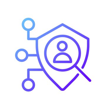 Erişim kontrol piksel mükemmel gradyan vektör simgesi. Data, kaynak güvenliği. Erişim kısıtlaması. Kullanıcı doğrulaması. İnce çizgi renk sembolü. Modern tarz pictogram. Vektör izole çizimi