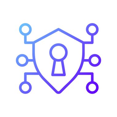 Güvenli veri pikseli mükemmel gradyan vektör simgesi. Kişisel bilgileri kötü niyetli tehditlerden korumak. İnce çizgi renk sembolü. Modern tarz pictogram. Vektör izole çizimi