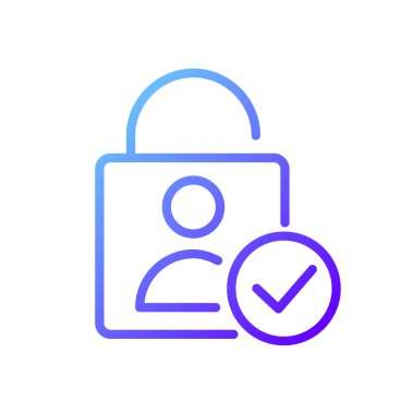 Kullanıcı doğrulama piksel mükemmel gradyan doğrusal vektör simgesi. Kimlik doğrulaması. Kişisel doğrulama. İnce çizgi renk sembolü. Modern tarz pictogram. Vektör izole çizimi