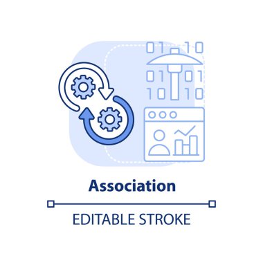 Açık mavi konsept simgesi. Veri madenciliği tekniği soyut fikir ince çizgi çizimi. Piyasa analizi. İzole bir taslak çizim. Düzenlenebilir felç. Arial, Myriad Pro-Kalın yazı tipleri