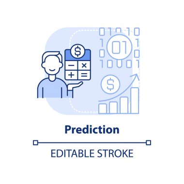 Öngörü açık mavi konsept simgesi. Veri madenciliği tekniği soyut fikir ince çizgi çizimi. İstatistiksel yöntem. İzole bir taslak çizim. Düzenlenebilir felç. Arial, Myriad Pro-Kalın yazı tipleri