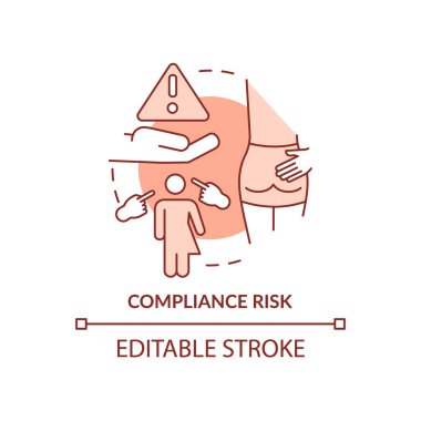 Uyum Riski Terracotta konsepti ikonu. Risk kategorisi soyut fikir ince çizgi çizimi. Yasadışı uygulamalar. İzole bir taslak çizim. Düzenlenebilir felç. Arial, Myriad Pro-Kalın yazı tipleri