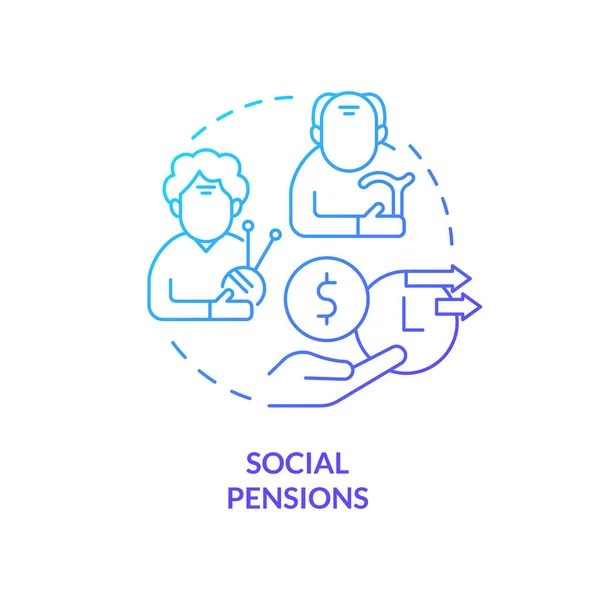 Social Pensions Blue Gradient Concept Icon Financial Support Work Retirement — Stock Vector
