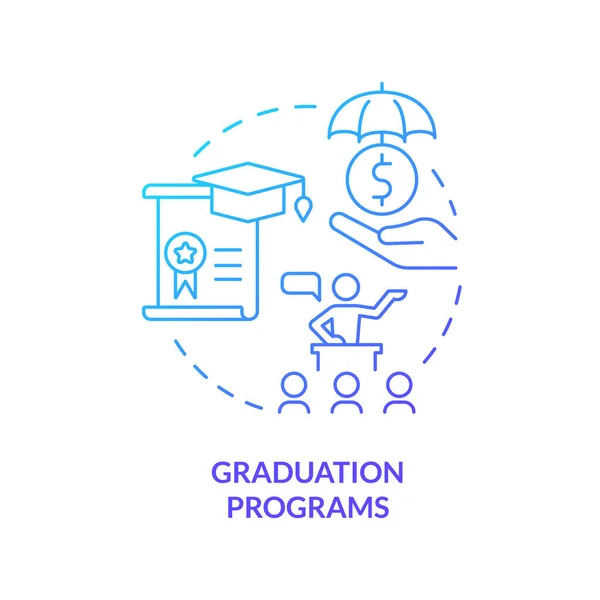 Graduation Programma Blauw Gradiënt Concept Icoon Training Coaching Sociale Bijstand — Stockvector