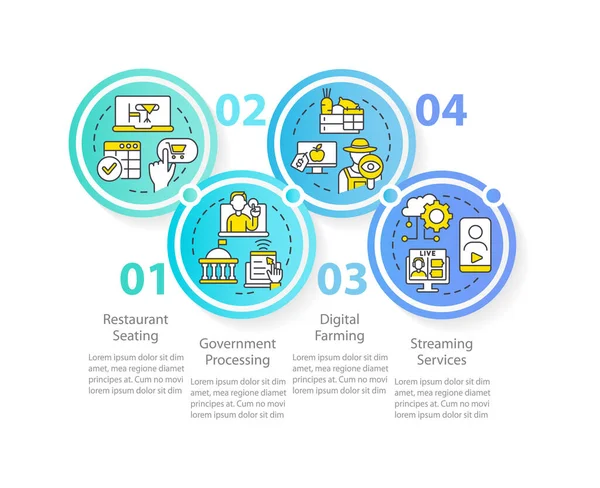 Digitální První Služby Modrý Kruh Infografické Šablony Ecommerce Vizualizace Dat — Stockový vektor