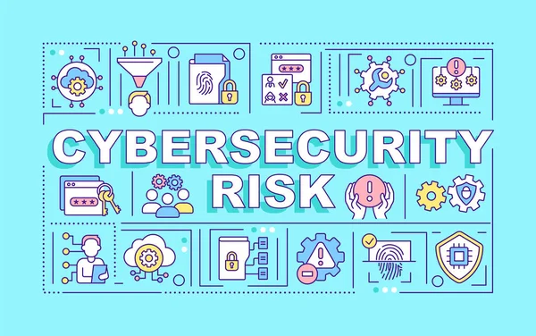 Cibersegurança Risco Palavra Conceitos Azul Banner Proteção Digital Infográficos Com — Vetor de Stock