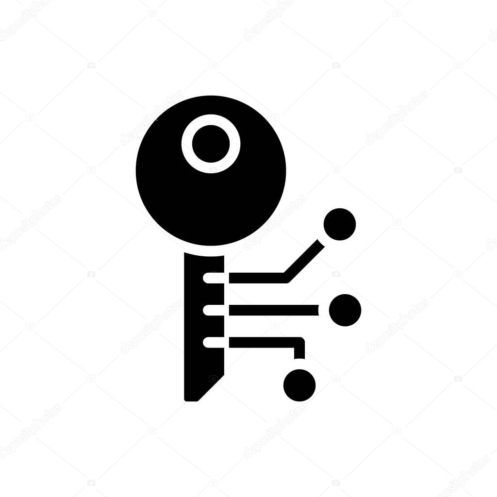 Encryption black glyph icon. Encoded information. Cybersecurity. Cryptography technique. Ciphertext. Silhouette symbol on white space. Solid pictogram. Vector isolated illustration