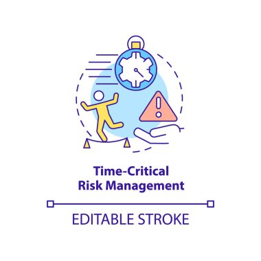Zaman kritik risk yönetimi konsepti ikonu. Tehlike öncelikleri soyut fikir ince çizgi çizimi. Ölçülebilir bir darbe. İzole bir taslak çizim. Düzenlenebilir felç. Arial, Myriad Pro-Kalın yazı tipleri