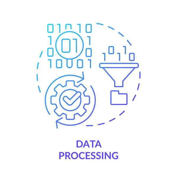 Traitement Des Données Icône Concept Dégradé Bleu Big Data Manipulation — Image vectorielle