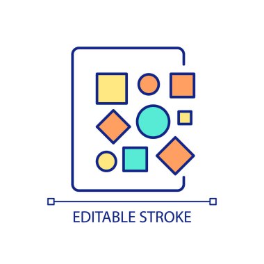 Yapılandırılmamış veri yönetimi RGB renk simgesi. Düzensiz ve hatalı veri bankaları. Depolama sistemi. İzole vektör çizimi. Basit bir çizgi çizimi. Düzenlenebilir felç. Kullanılan Arial yazı tipi