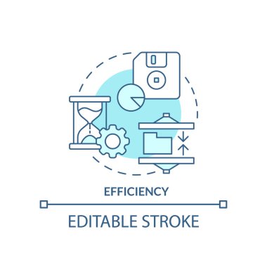 Verimlilik turkuvaz konsept simgesi. Kod uygulama. Programlama dillerinin özelliği soyut fikir ince çizgi çizimi. İzole bir taslak çizim. Düzenlenebilir felç. Arial, Myriad Pro-Kalın yazı tipleri