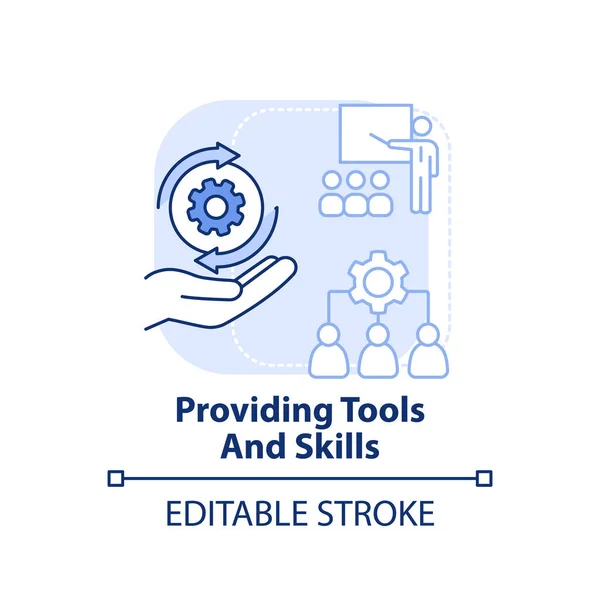 Proporcionar Herramientas Habilidades Icono Concepto Azul Claro Primera Estrategia Negocio — Vector de stock