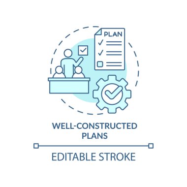 İyi planlanmış turkuaz konsept ikonu. Kapsayıcı sınıfların değeri soyut fikir ince çizgi çizimi. İzole bir taslak çizim. Düzenlenebilir felç. Arial, Myriad Pro-Kalın yazı tipleri