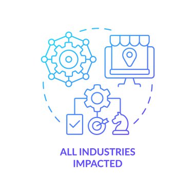 Tüm endüstriler mavi gradyan konsept simgesini etkilemiştir. Dijital ilk zihniyet neden soyut ve ince çizgi çizimi gerektiriyor? İzole bir taslak çizim. Kullanılan sayısız Pro-Kalın yazı tipi