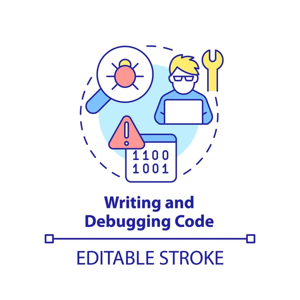 Ícone Conceito Código Escrita Depuração Detecte Resolva Erros Habilidade Programação —  Vetores de Stock