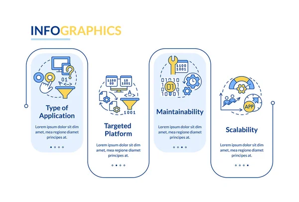 Программирование Критериев Выбора Языка Синий Прямоугольник Инфографический Шаблон Визуализация Данных — стоковый вектор