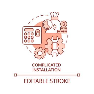 Karmaşık kurulum terracotta konsept simgesi. Biyometrik doğrulama, soyut taslak fikir ince çizgi çizimi. İzole bir taslak çizim. Düzenlenebilir felç. Arial, Myriad Pro-Kalın yazı tipleri