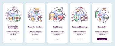 Gezici uygulama ekranı kullanarak biyometrik teknoloji. Çizgisel kavramlarla düzenlenebilir grafik talimatları içeren 5 adımlık güvenli bir gezinti. UI, UX, GUI şablonu. Kullanılan sayısız Pro-Kalın, Düzenli yazı tipleri