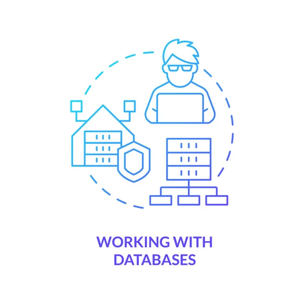Bekerja Dengan Database Ikon Konsep Gradien Biru Manajemen Data Dan - Stok Vektor