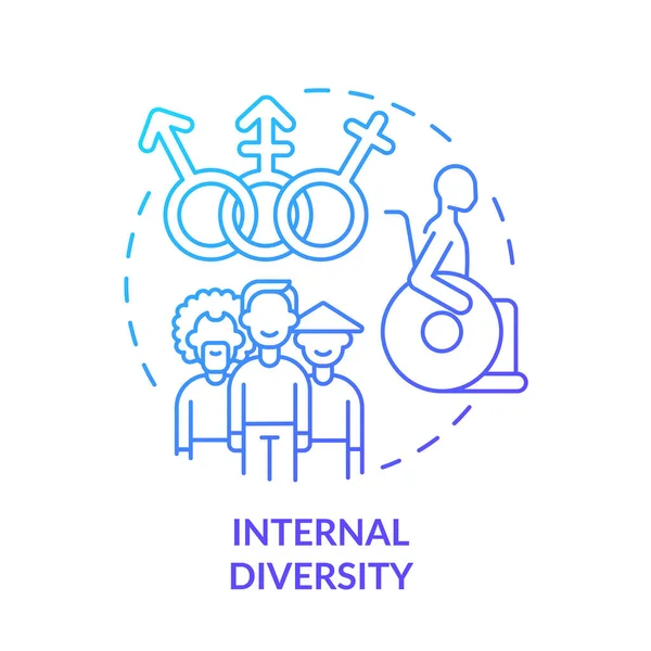 Icono Concepto Gradiente Azul Diversidad Interna Categoría Diversidad Lugar Trabajo — Vector de stock