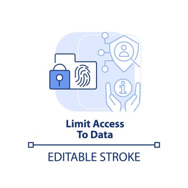 Açık mavi konsept simgesine erişimi sınırla. Müşteri dijital kimlik soyut fikir ince çizgi illüstrasyonunu yönetin. İzole bir taslak çizim. Düzenlenebilir felç. Arial, Myriad Pro-Kalın yazı tipleri