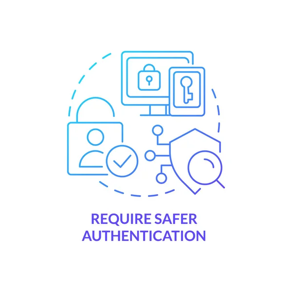 Требуется Безопасная Аутентификация Иконка Синего Градиента Управление Цифровым Идентификатором Клиента — стоковый вектор