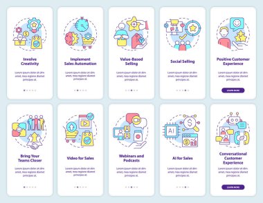 Mobil uygulama ekranında trend satılıyor. İş ve ticaret 5 adım düzenlenebilir grafiksel yönergeler doğrusal kavramlarla. UI, UX, GUI şablonu. Kullanılan sayısız Pro-Kalın, Düzenli yazı tipleri