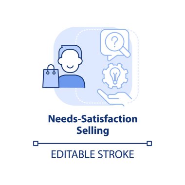 Açık mavi konsept simgesi satma ihtiyacı. Başarılı satış stratejisi soyut fikir ince çizgi çizimi. İzole bir taslak çizim. Düzenlenebilir felç. Arial, Myriad Pro-Kalın yazı tipleri