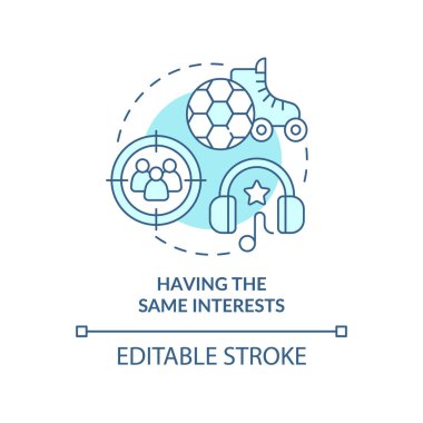 Aynı türkuaz konsept ikonuna sahip olmak. Gençlerin davranışları üzerinde akran etkisi soyut fikirler üzerinde ince çizgi çizimi. İzole bir taslak çizim. Düzenlenebilir felç. Arial, Myriad Pro-Kalın yazı tipleri