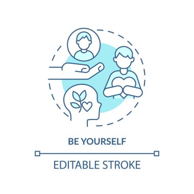 Turkuaz konsept ikonu ol. Gençlerin soyut fikirleriyle, ince çizgi çizimleriyle iyi geçiniyorlar. Farkındalık. İzole bir taslak çizim. Düzenlenebilir felç. Arial, Myriad Pro-Kalın yazı tipleri