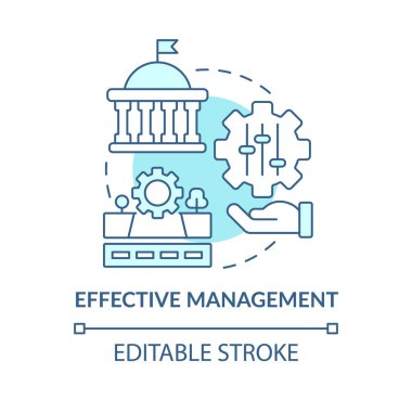 Etkili yönetim turkuaz konsept simgesi. Maas tanıtım bileşeni soyut fikir ince çizgi çizimi. İzole bir taslak çizim. Düzenlenebilir felç. Arial, Myriad Pro-Kalın yazı tipleri