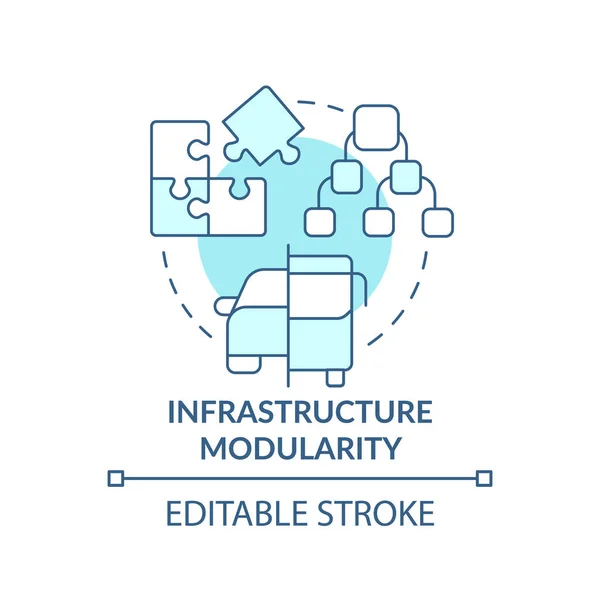 Icono Concepto Modularidad Infraestructura Turquesa Asignación Componentes Idea Abstracta Maas — Vector de stock