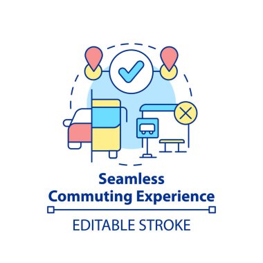 Kusursuz yolculuk deneyimi konsepti ikonu. Düzenli şehir seyahati. Maas soyut fikir ince çizgi illüstrasyonunu canlandırır. İzole bir taslak çizim. Düzenlenebilir felç. Arial, Myriad Pro-Kalın yazı tipleri