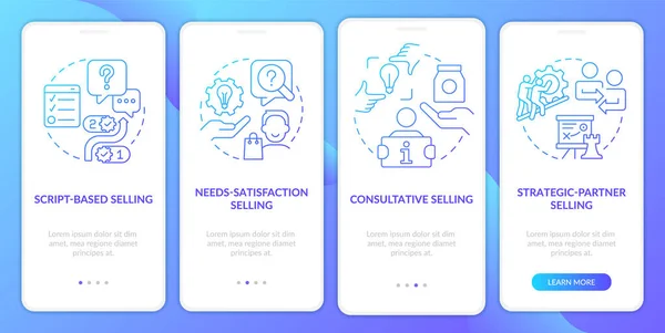 Prodejní Strategie Modrý Gradient Obrazovce Mobilní Aplikace Marketing Procházka Kroky — Stockový vektor