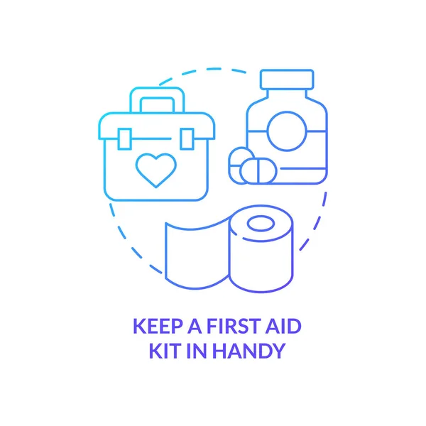 Keep First Aid Kit Handy Blue Gradient Concept Icon Safe — Stock Vector