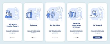 Mobil uygulama ekranında açık mavi ergen tavrını geliştiriyorum. Doğrusal kavramlarla düzenlenebilir grafik yönergelerini 5 adımda gezdir. UI, UX, GUI şablonu. Kullanılan sayısız Pro-Kalın, Düzenli yazı tipleri