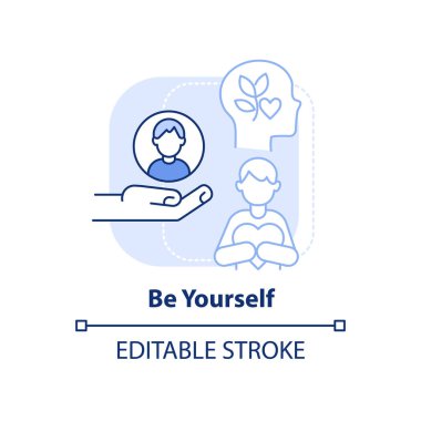 Açık mavi konsept ikonu ol. Gençlerin soyut fikirleriyle, ince çizgi çizimleriyle iyi geçiniyorlar. Farkındalık. İzole bir taslak çizim. Düzenlenebilir felç. Arial, Myriad Pro-Kalın yazı tipleri