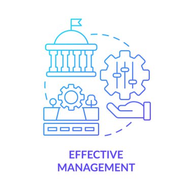 Etkin yönetim mavi gradyan konsept simgesi. Hükümet yönetmeliği. Maas tanıtım bileşeni soyut fikir ince çizgi çizimi. İzole bir taslak çizim. Kullanılan sayısız Pro-Kalın yazı tipi