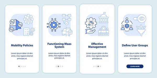 Maas Introdução Componentes Luz Azul Onboarding Tela Aplicativo Móvel Passo —  Vetores de Stock