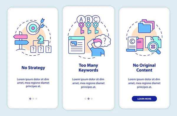 Erros Otimização Motor Busca Tela Aplicativo Móvel Passo Passo Passos —  Vetores de Stock