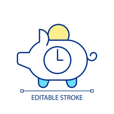 RGB renk simgesinden tasarruf et. Etkili ve etkili bir işlem. Yatırım ve bankacılık. İzole vektör çizimi. Basit bir çizgi çizimi. Düzenlenebilir felç. Kullanılan Arial yazı tipi