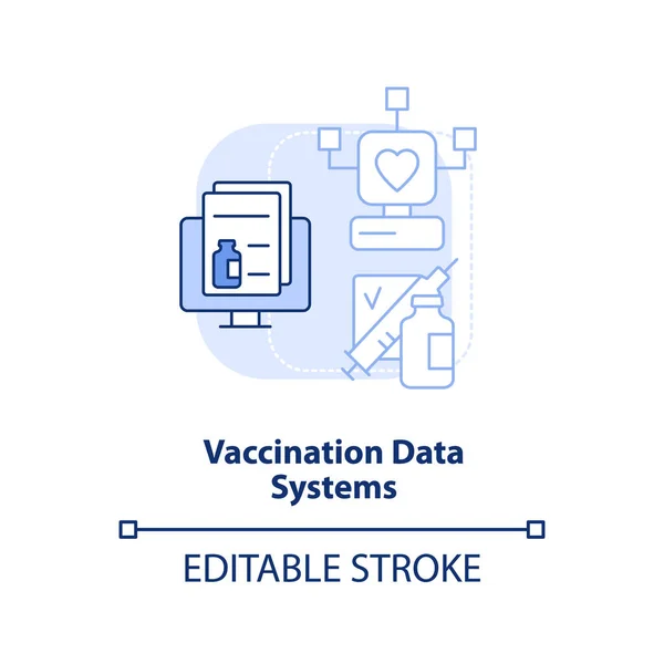 Sistemi Dati Vaccinazione Icona Concetto Azzurro Preparare Sistema Sanitario Pandemia — Vettoriale Stock