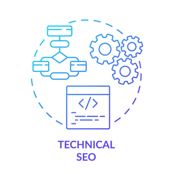 Technique Seo Bleu Dégradé Icône Concept Améliorer Code Site Programmation — Image vectorielle