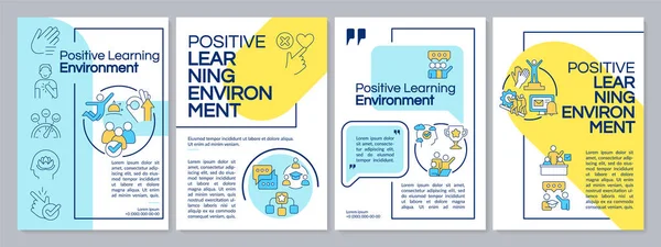 Ambiente Aprendizagem Positivo Modelo Brochura Azul Amarelo Desenho Folheto Com —  Vetores de Stock