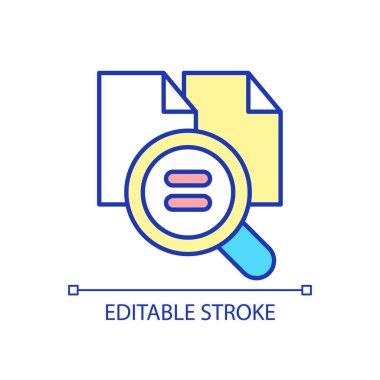 Eşit dosyalar RGB renk simgesi. Dijital belge. Aynı evraklar. Metni kopyala ve kopyala. İzole vektör çizimi. Basit bir çizgi çizimi. Düzenlenebilir felç. Kullanılan Arial yazı tipi