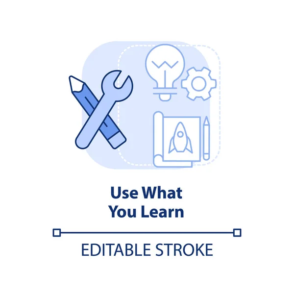 Utilice Que Usted Aprende Icono Concepto Azul Claro Implementar Conocimiento — Vector de stock
