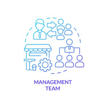 Yönetim takımı mavi gradyan konsept simgesi. Restoran personeli soyut fikir ince çizgi çizimi. Yöneticilerin idari görevleri. Operasyonlarla ilgilen. İzole bir taslak çizim. Kullanılan sayısız Pro-Kalın yazı tipi