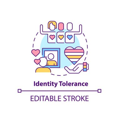 Kimlik tolerans konsepti ikonu. Kabul oryantasyonu. Soyut fikir ince çizgi çiziminin ortaya çıkma aşaması. İzole bir taslak çizim. Düzenlenebilir felç. Arial, Myriad Pro-Kalın yazı tipleri