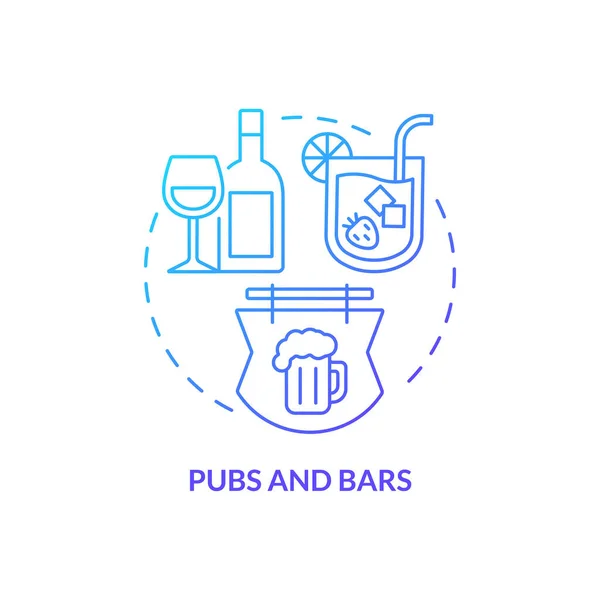 パブやバー青グラデーションのコンセプトアイコン フードサービス業界の抽象的なアイデア細い線図 アルコール飲料を提供する バーテンダーの仕事だ 独立した外形図面 無数のPro Boldフォントが使われます — ストックベクタ